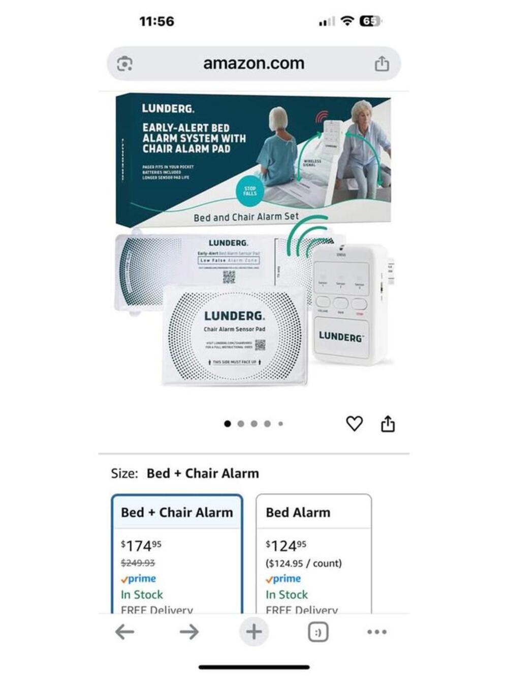 Lunderg Bed and Chair Alarm Set with Wireless Early-Alert Sensor Pads and Pager,